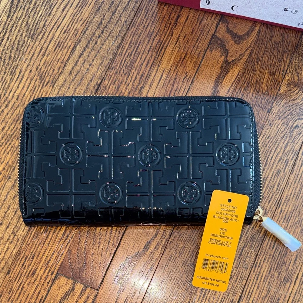 Tory Burch Black Embossed Wallet